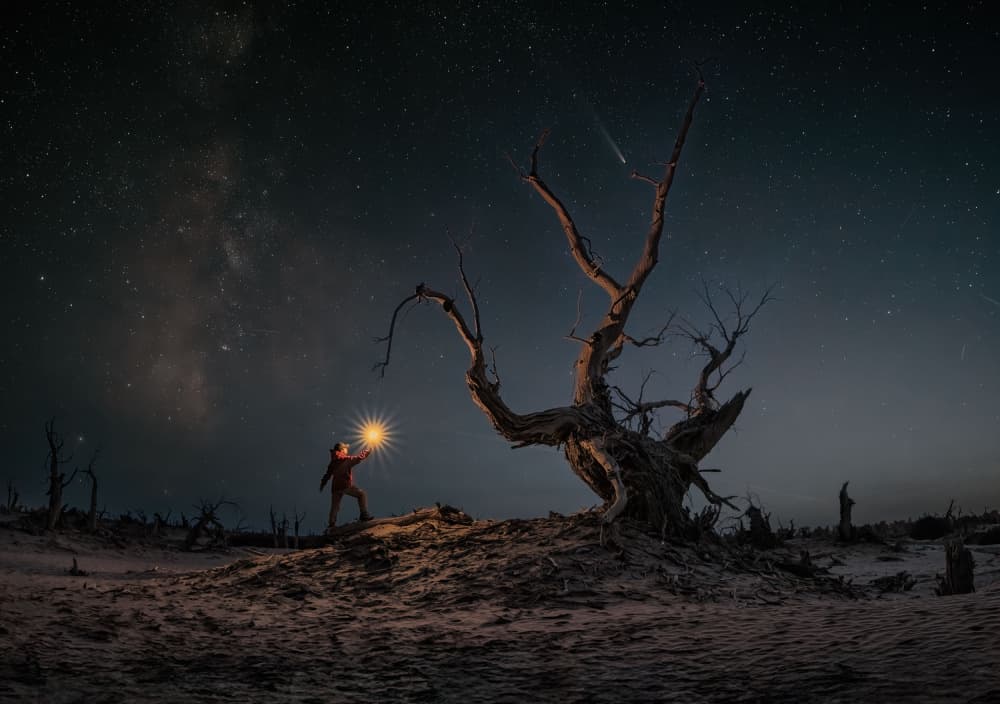 Man Under Desert Stars by YANGYING — canvas wall art
