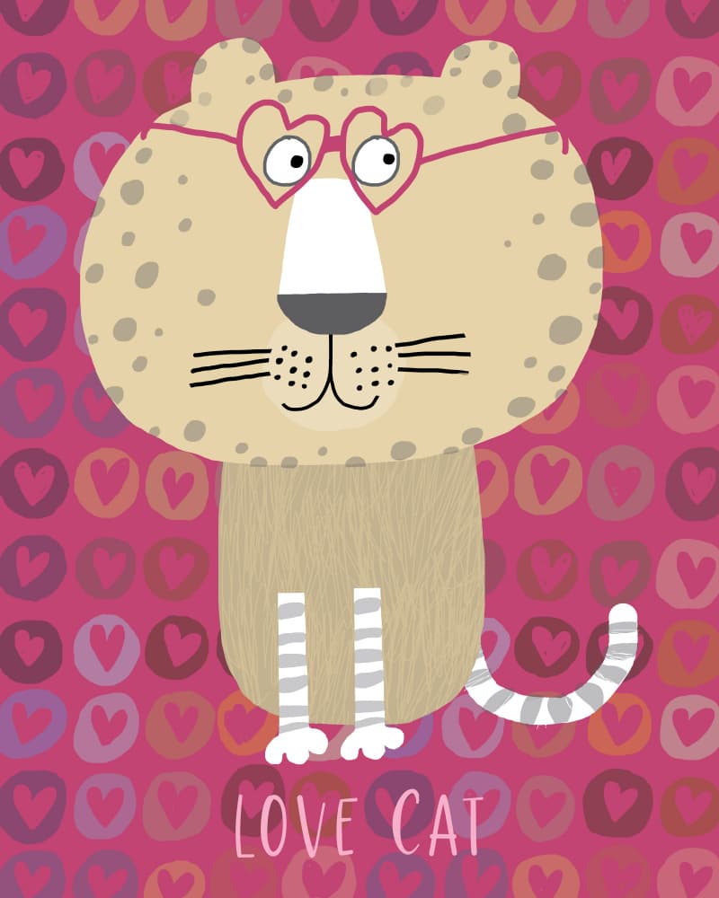 Cute Cat Love Hearts by Carla Daly — canvas wall art