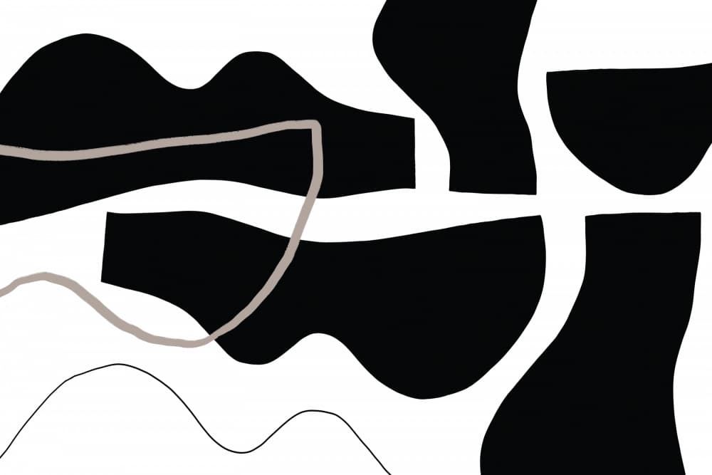 Black Shapes On A  White Background by uplusmestudio — canvas wall art