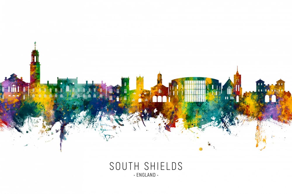 Vibrant South Shields Skyline by Michael Tompsett — canvas wall art