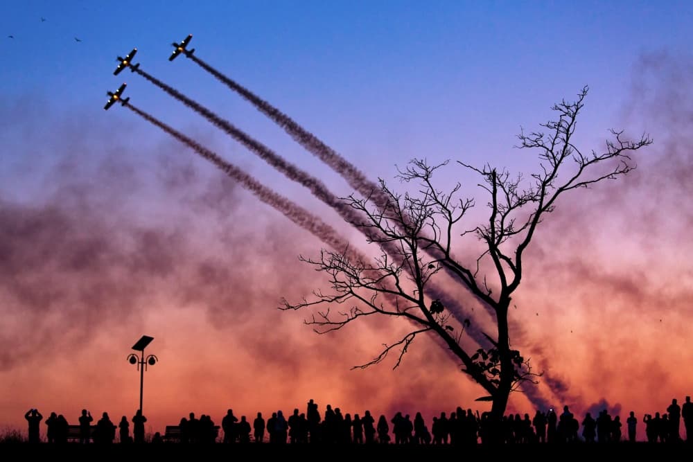 Dramatic Airshow Sunset by Dan Mirica — canvas wall art