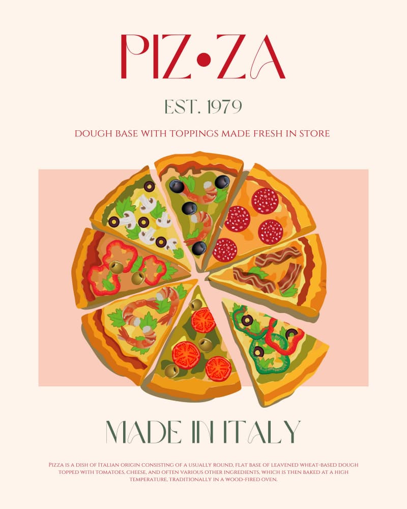 Delicious Italian Pizza by Nazma Khokhar — canvas wall art