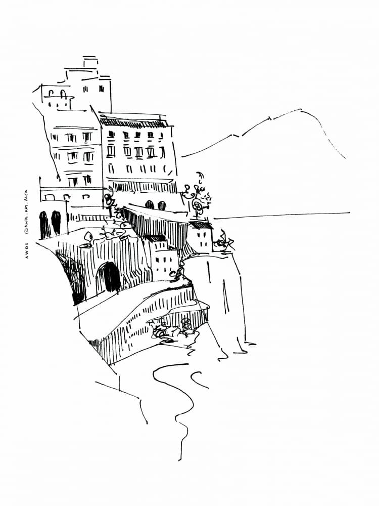Italian Coastal Village by Awol Art Alex — canvas wall art