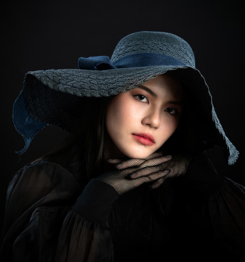 Elegant Woman Hat Portrait by John Yuk Kong Chung — canvas wall art