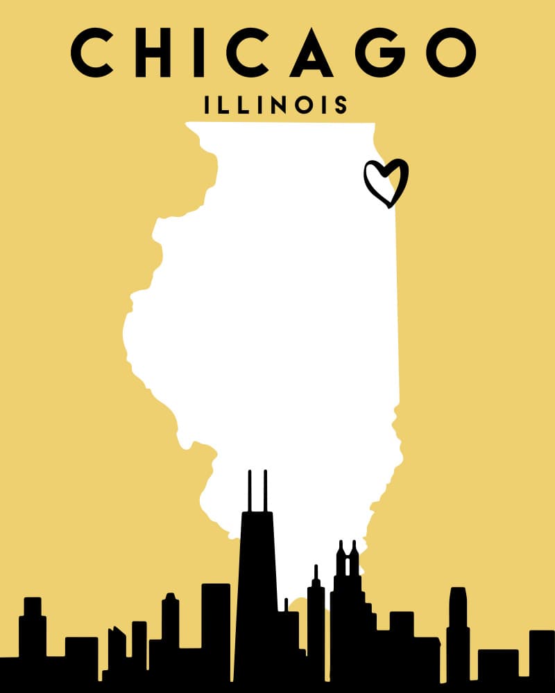 Love Chicago Illinois Map by Emiliano Deificus — canvas wall art