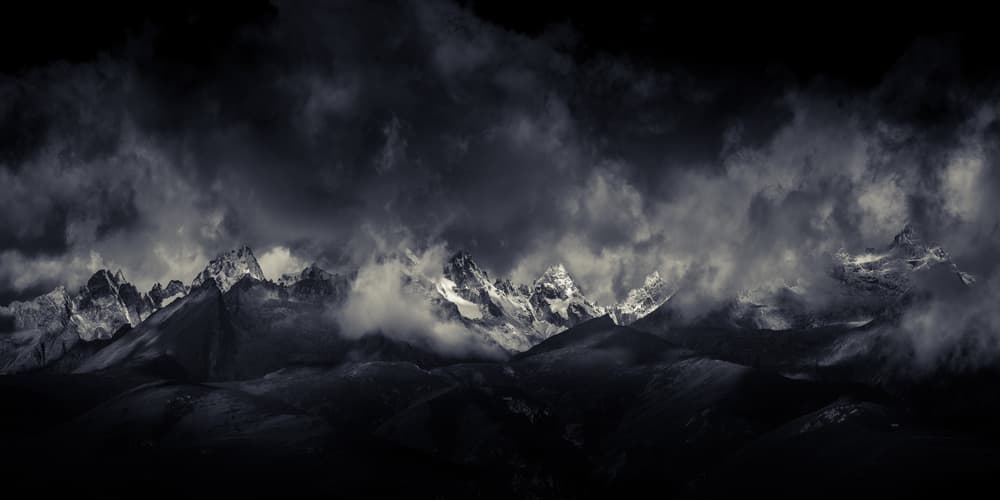 Stormy Mountain Peaks by qiye — canvas wall art
