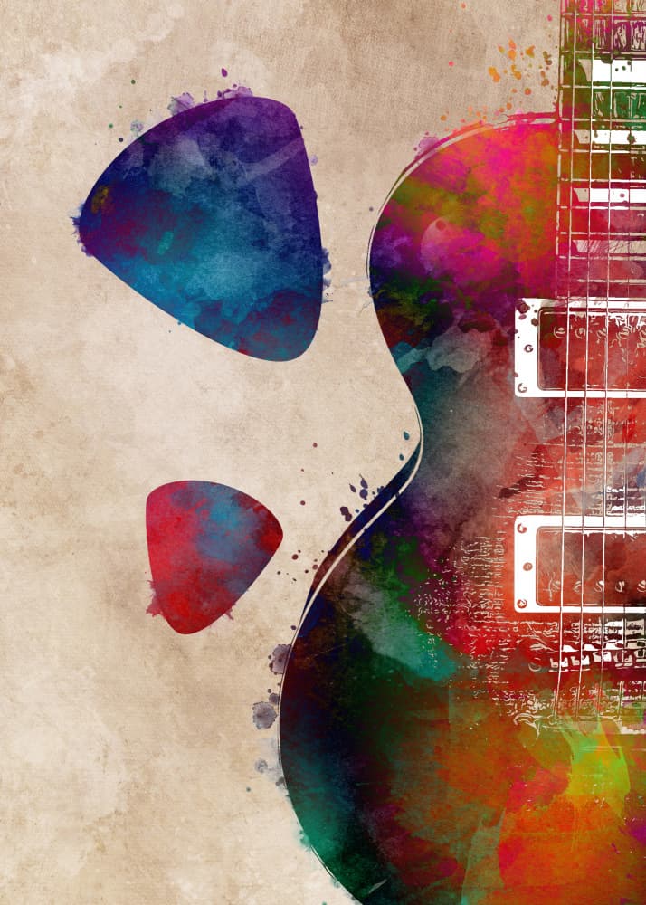 Vibrant Guitar Art by Justyna Jaszke — canvas wall art