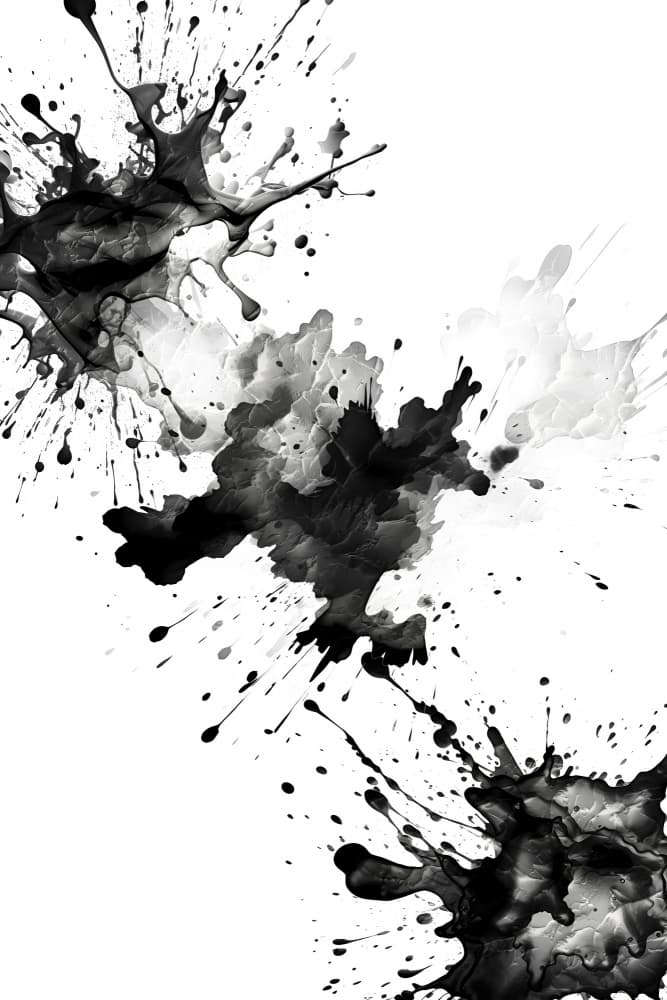 Monochrome Ink Splatter by Rafal Kulik — canvas wall art