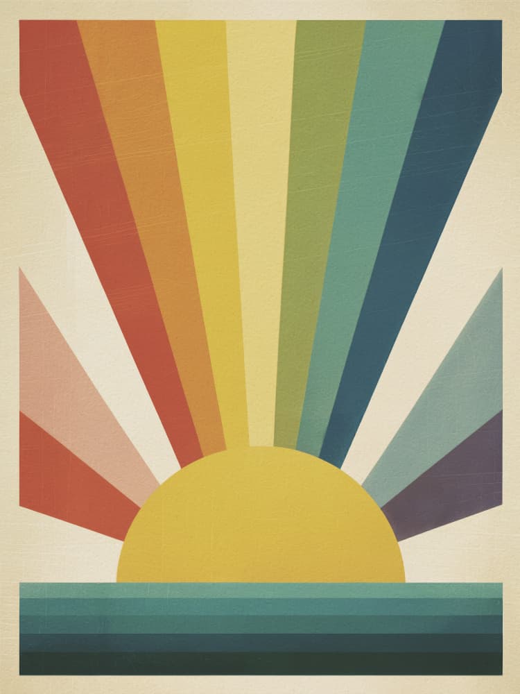 Geometric Rainbow Sunrise by Andreas Magnusson — canvas wall art