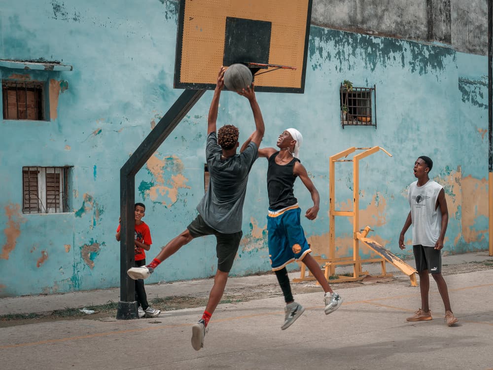 Street Hoops Action by Andy Bauer — canvas wall art