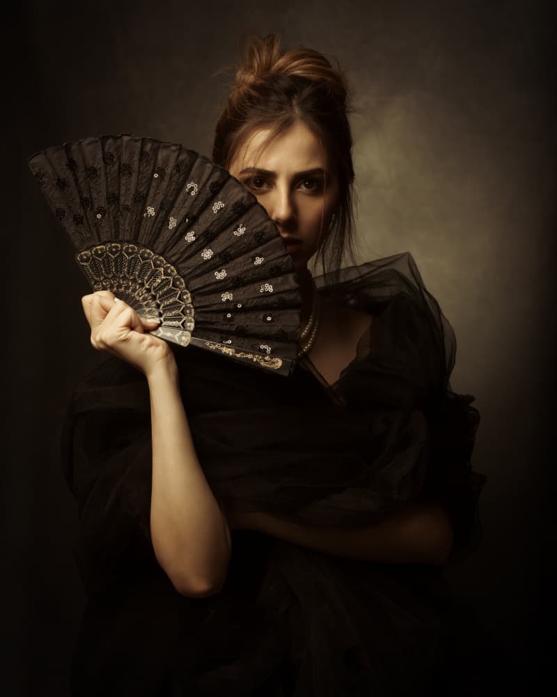 Mysterious Fan Portrait by Mehdi Mokhtari — canvas wall art