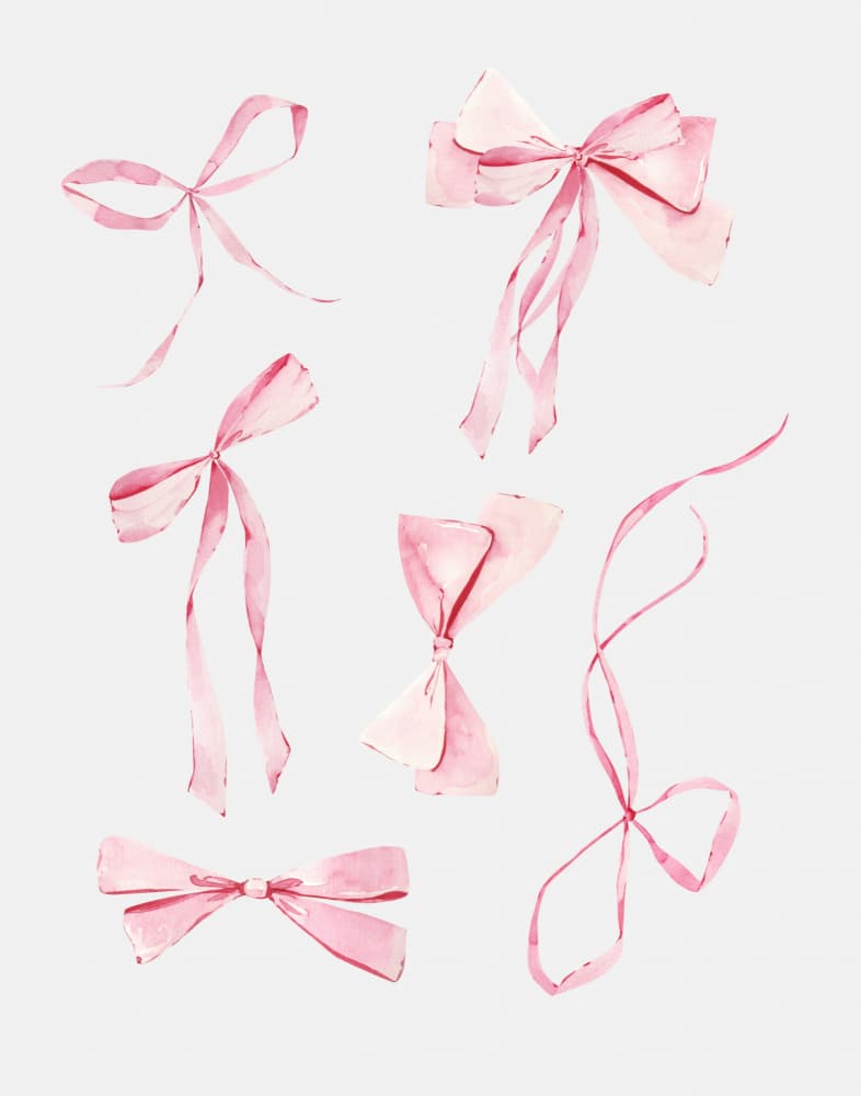 Pink Watercolor Bows by Jolly and Dash — canvas wall art