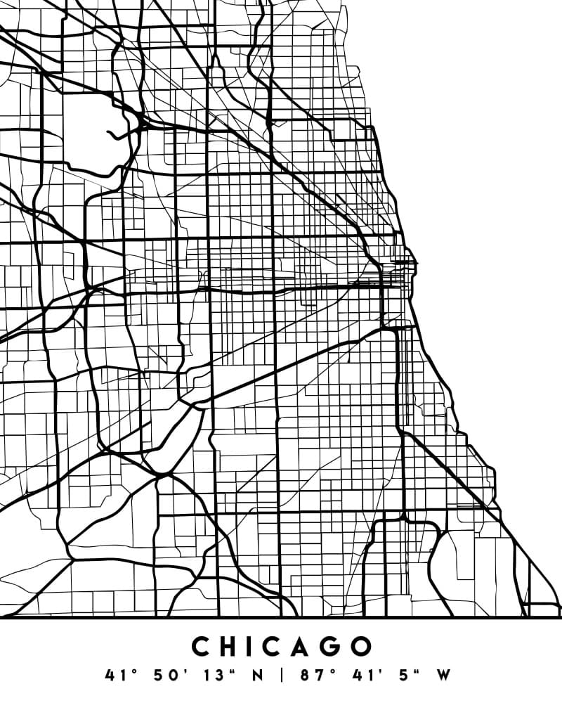 Minimal Chicago Map by Emiliano Deificus — canvas wall art