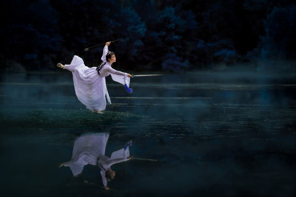 Misty Sword Dance by Jeff Wang — canvas wall art