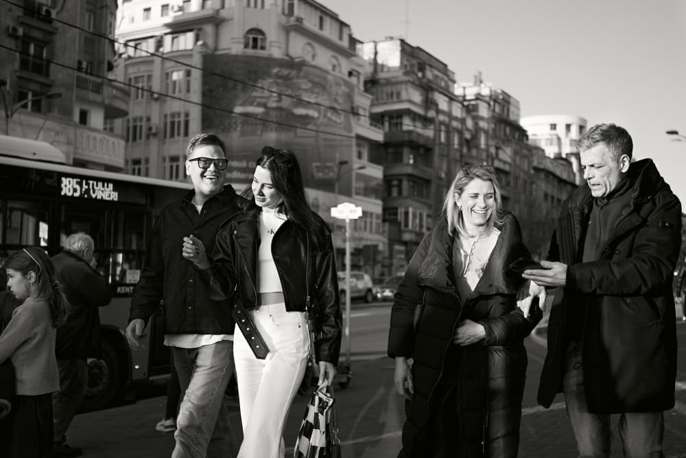 Happy City People by Denis Malciu — canvas wall art