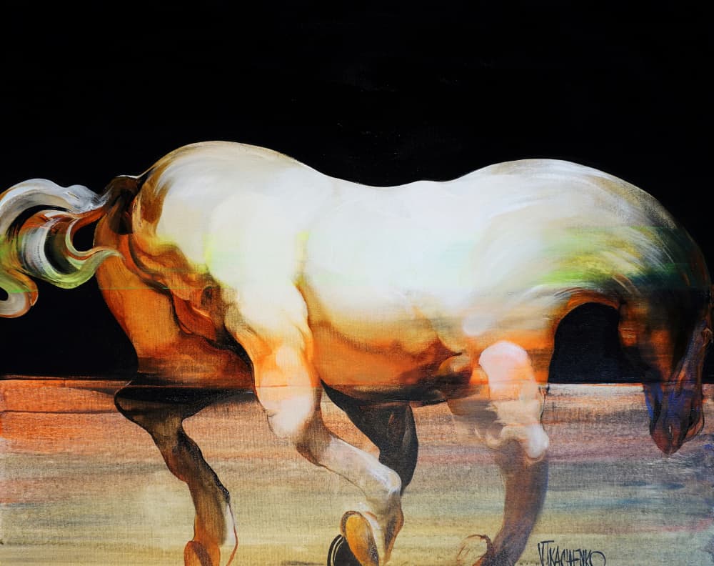 Expressive White Horse by Victor Tkachenko — canvas wall art