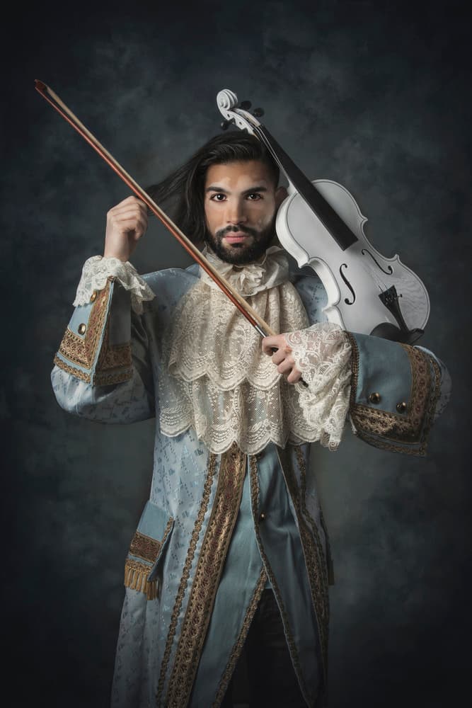 Baroque Violinist Portrait by Carola Kayen-Mouthaan — canvas wall art