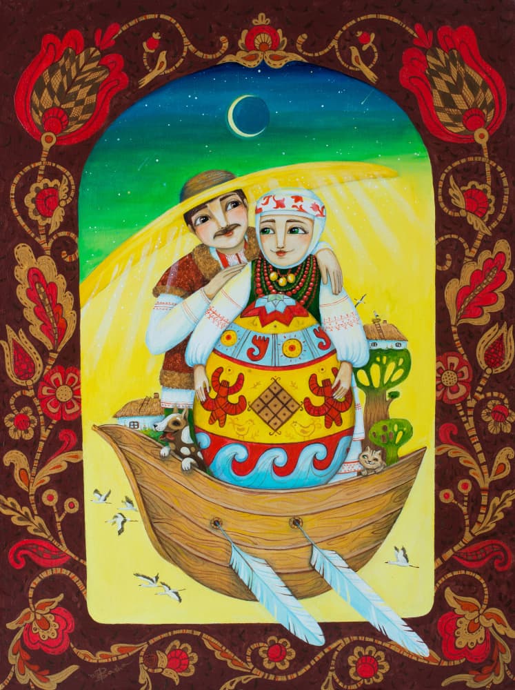 Folk Couple's Journey by Aleksandra Paranchenko — canvas wall art