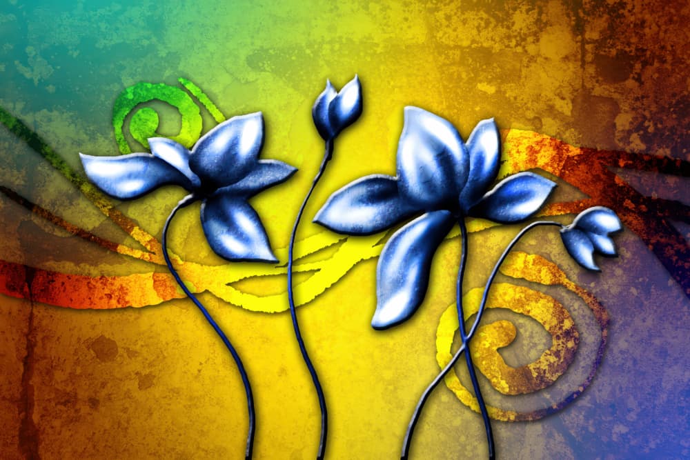 Abstract Blue Flowers by Rafal Kulik — canvas wall art