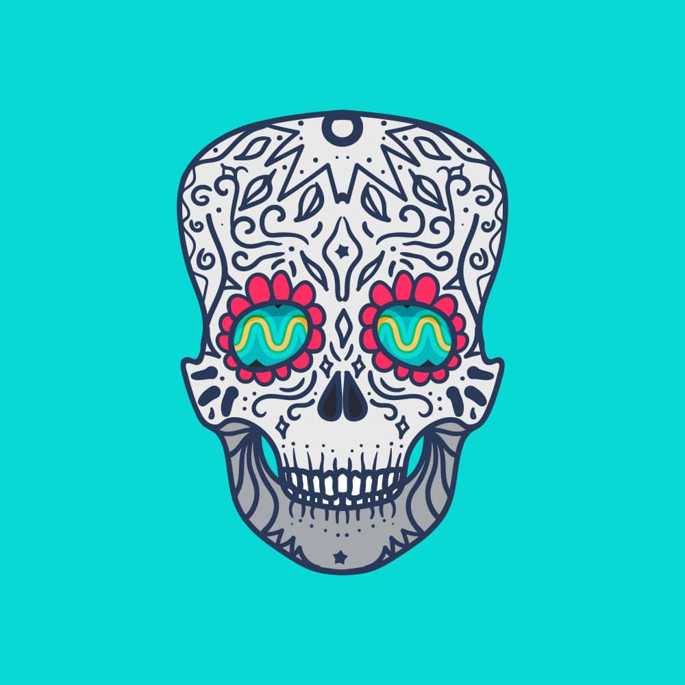 Festive Sugar Skull by Marika Barsrsind — canvas wall art
