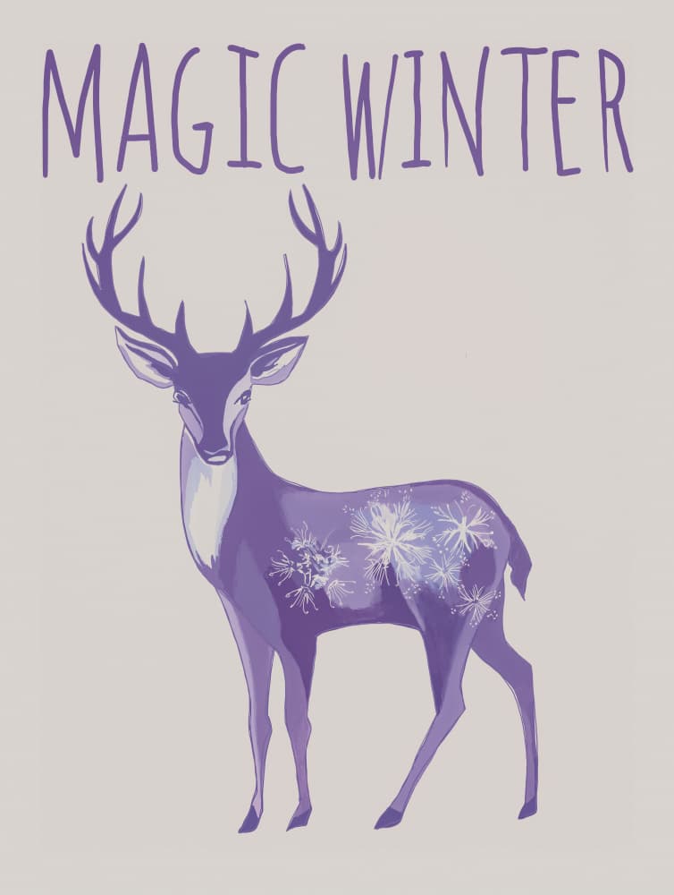 Magic Winter Deer by Beate Tubach — canvas wall art