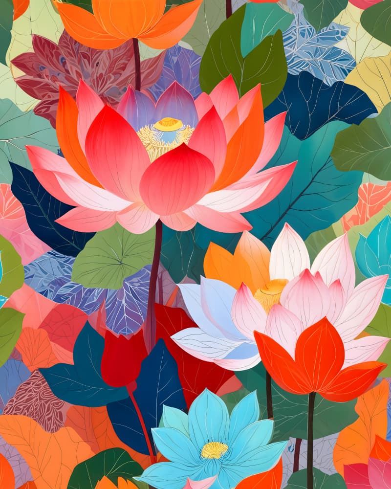 Vibrant Lotus Blooms