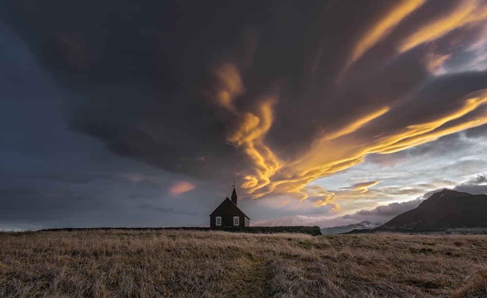 Black Church Golden Sky by Wim Denijs — canvas wall art
