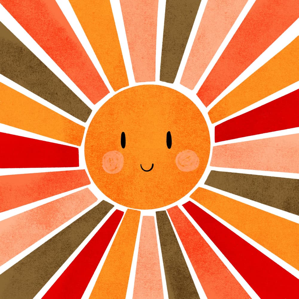 Smiling Retro Sun by Saba Rauf — canvas wall art