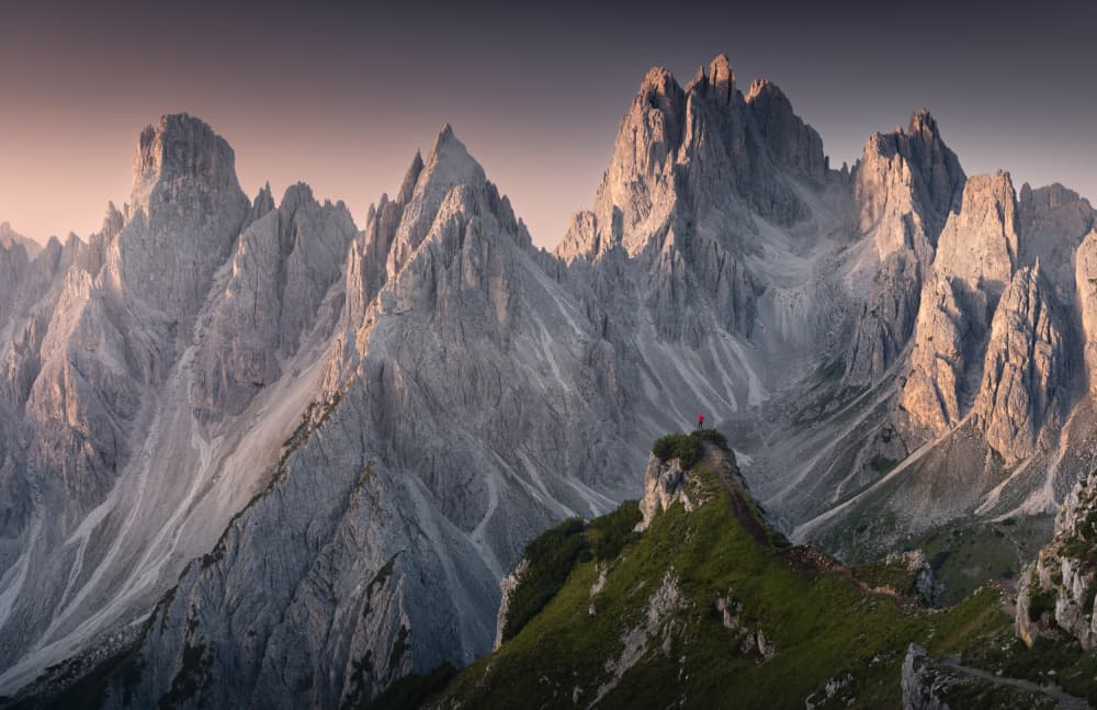 Hiker on Mountain Ridge by Karol Nienartowicz — canvas wall art