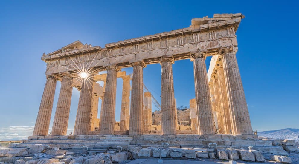 Parthenon Sunburst Athens by Michael Kalika — canvas wall art