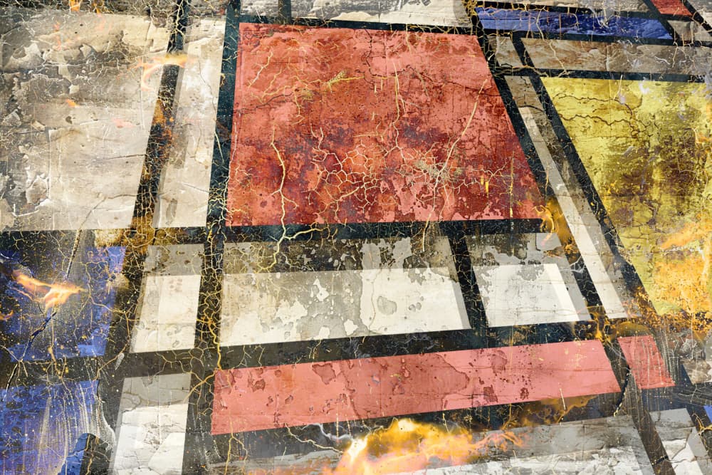 Weathered Geometric Blocks by Rafal Kulik — canvas wall art