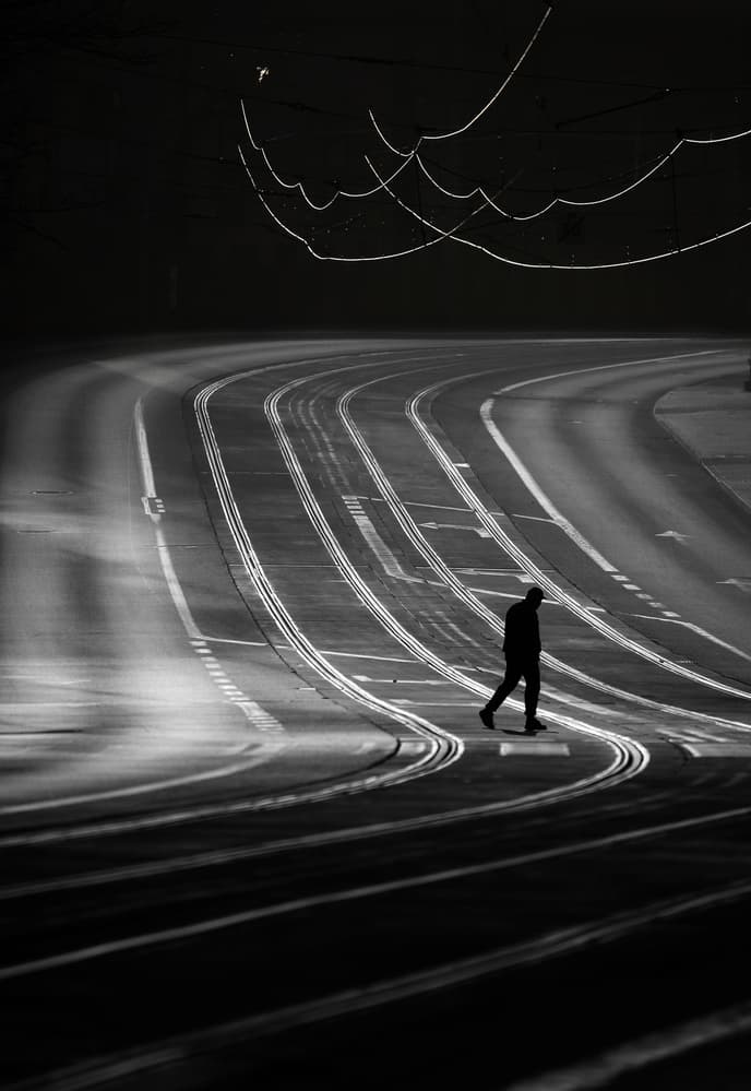 Lone Man Urban Journey by Anna Niemiec — canvas wall art