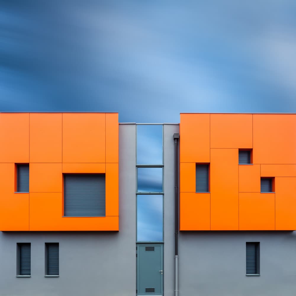 Modern Orange Architecture by Benoît Thierard — canvas wall art
