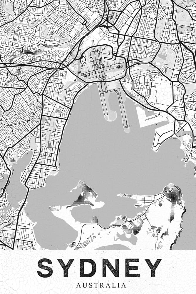 Modern Sydney Map by StudioSix — canvas wall art