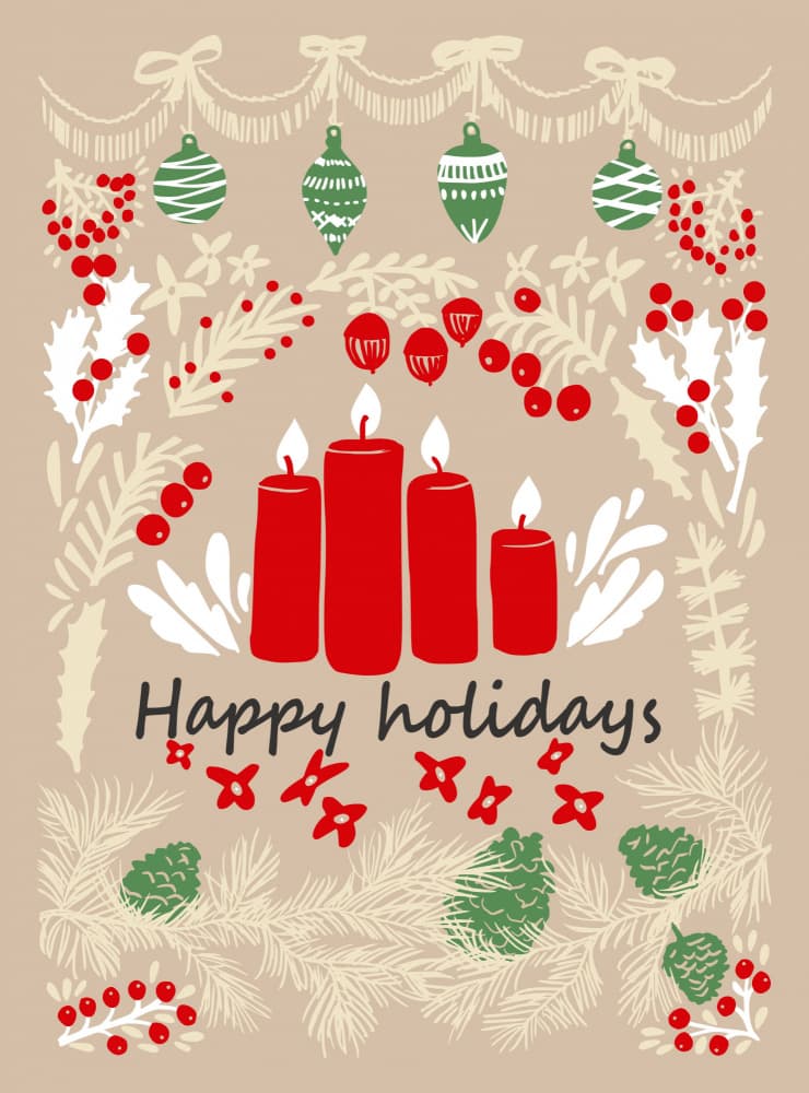 Happy Holidays Evergreen by Annick — canvas wall art