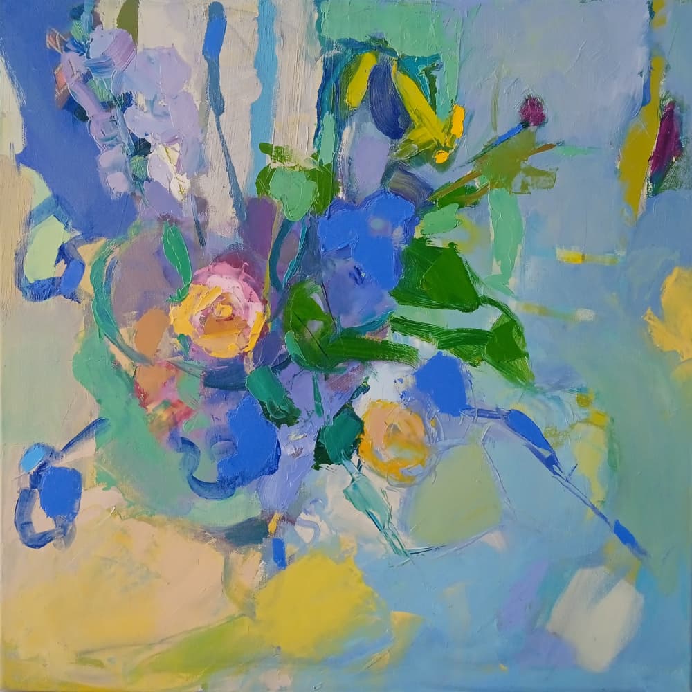 Vibrant Abstract Blooms by Elena Shraibman — canvas wall art