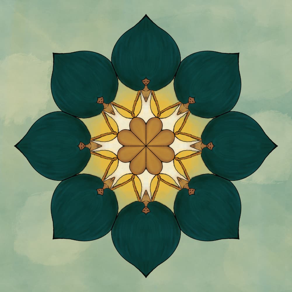 Elegant Teal Mandala Flower by Philippine Bouchez — canvas wall art