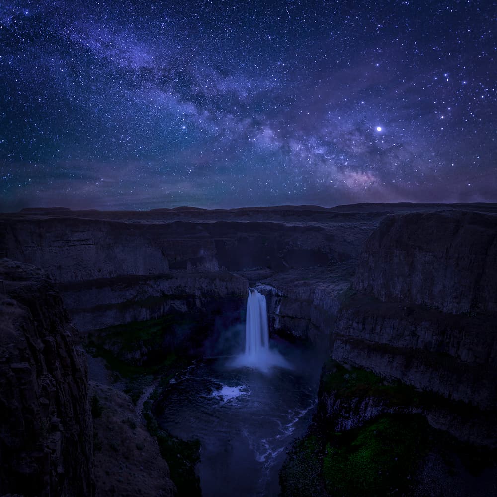 Milky Way Waterfall by Annie Poreider — canvas wall art