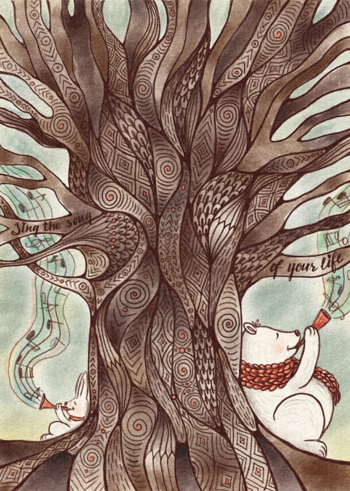 Whimsical Music Tree by Olena Kovalova — canvas wall art