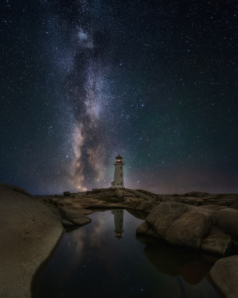 Milky Way Lighthouse Reflection by Yvette Depaepe — canvas wall art