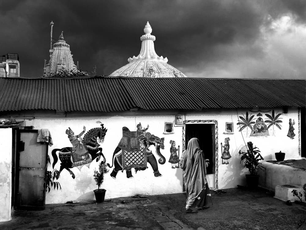 Woman by Temple Murals by Giorgio Pizzocaro — canvas wall art