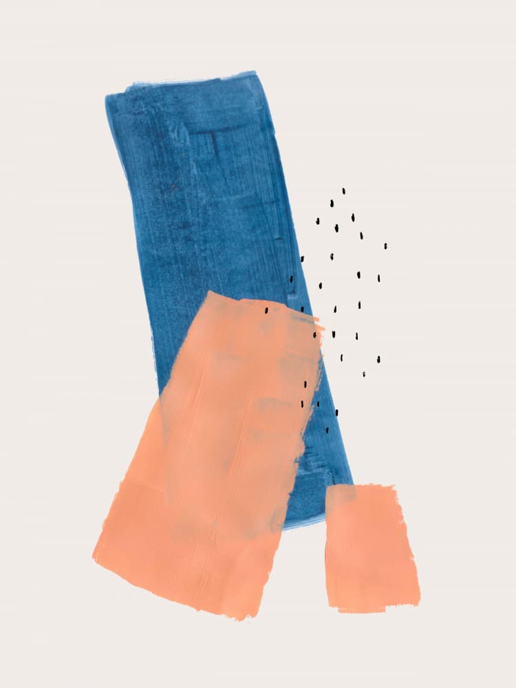 Blue Orange Abstract Shapes by Ejaaz Haniff — canvas wall art