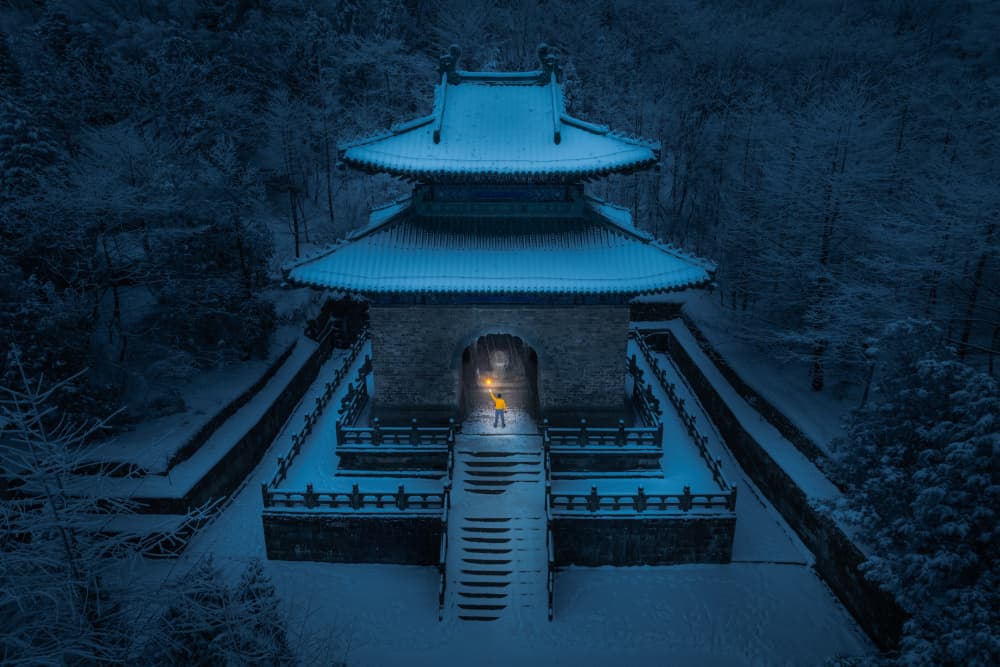 Winter Temple Solitude by Simoon — canvas wall art