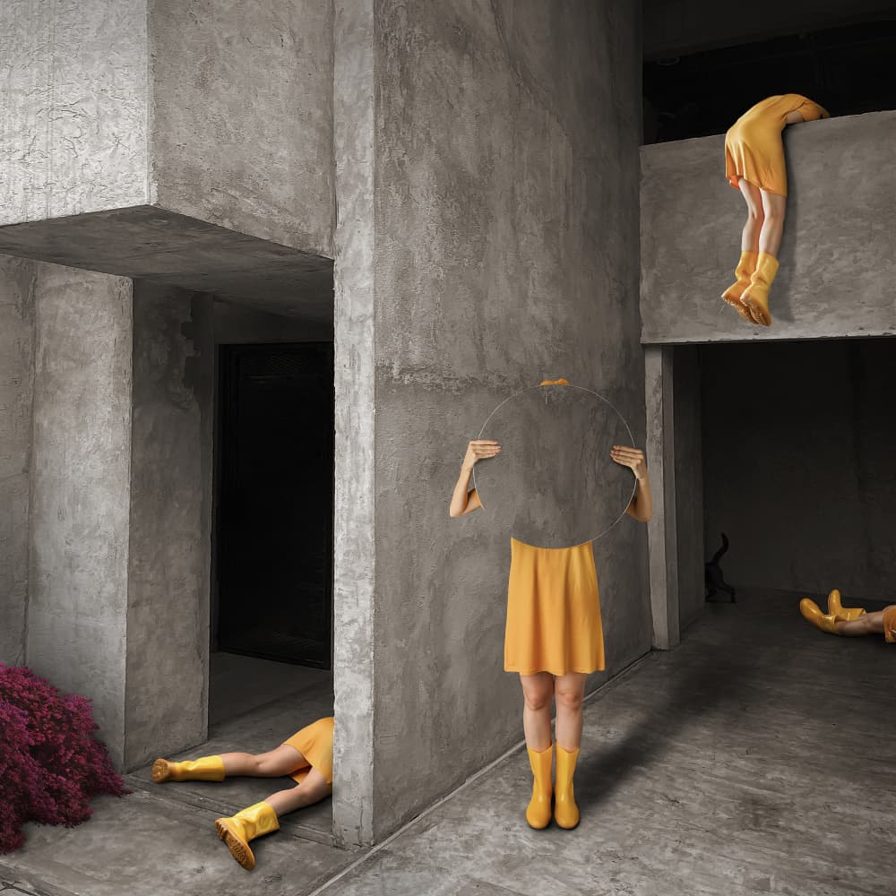 Surreal Yellow Figures by hardibudi — canvas wall art