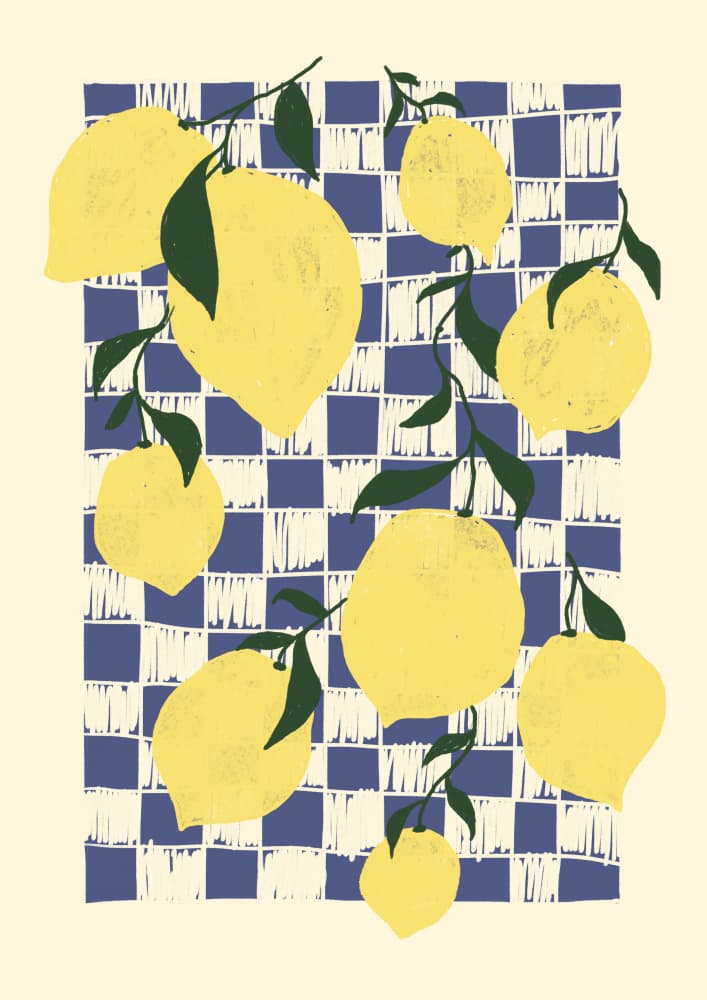 Fresh Lemons Checkerboard by Studio Dolci — canvas wall art