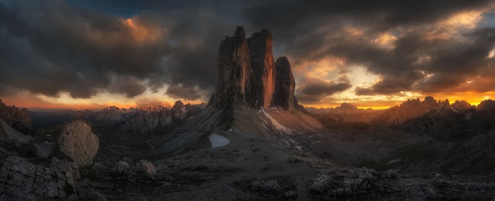 Majestic Tre Cime Sunset by David Martin Castan — canvas wall art