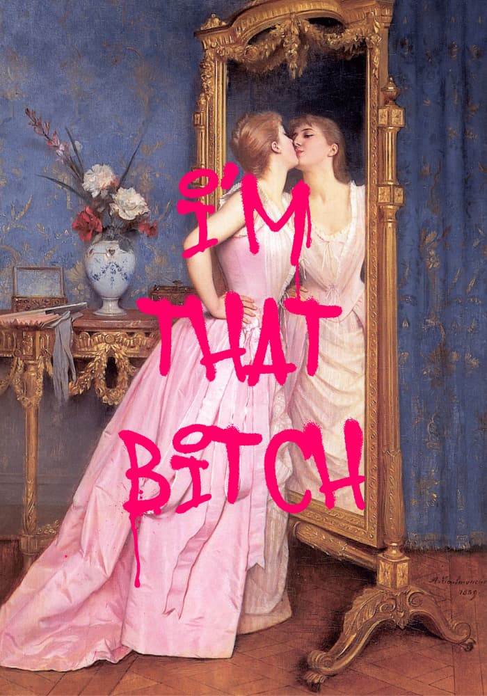 Rebel Kiss Mirror Graffiti by Athene Fritsch — canvas wall art