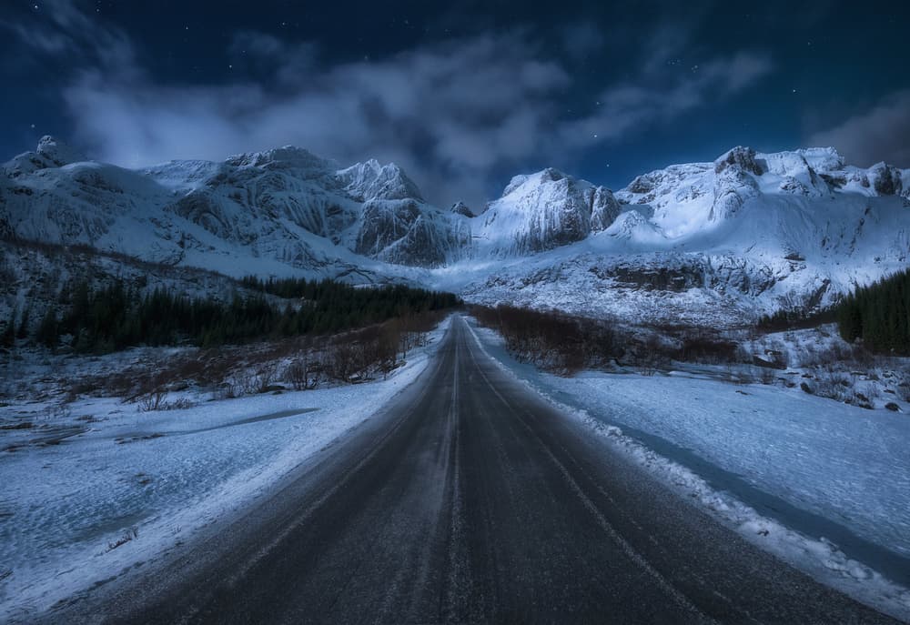 Winter Mountain Road by Carlos Gonzalez — canvas wall art