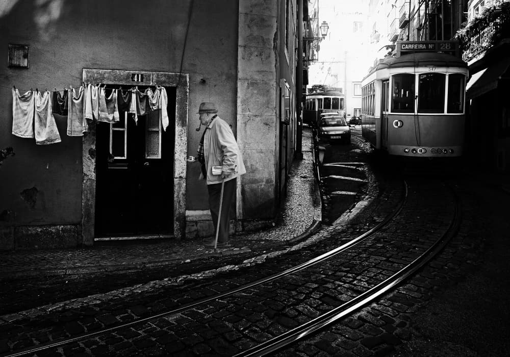 Lisbon Street Life by BJ Yang — canvas wall art