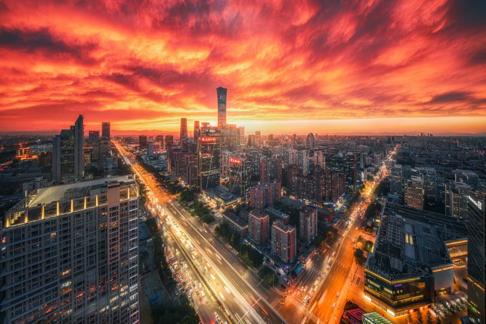 Dramatic City Sunset by Yuan Cui — canvas wall art